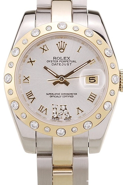 Aaa replica watch Plated DateJust Diamond White Dial Steel Stainless Case Brushed Rolex 0709